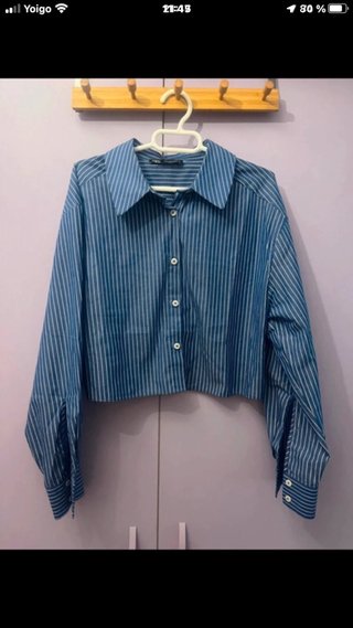Camisa Rayas Azul Zara