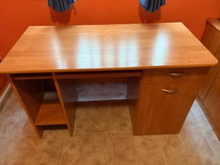 Escritorio de madera en L plegable