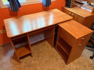 Escritorio de madera en L plegable