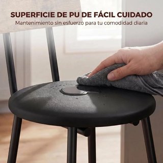 Pack 2 Taburetes Bar con Respaldo PU Negro