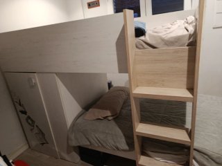 Cama tren con 2 colchones