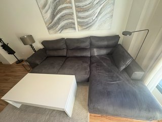 Sofá modular chaise longue gris