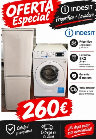 Frigorífico INDESIT combi  y Lavadora Indesit 8 kg