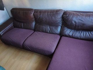 Sofá Chaiselongue Piel Granfort Marrón