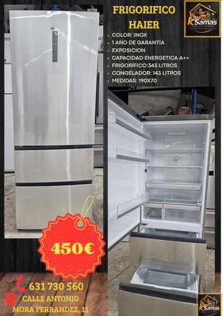 Frigorífico Haier 343L Inox A++