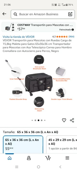 Transportín Perro Vevor Negro