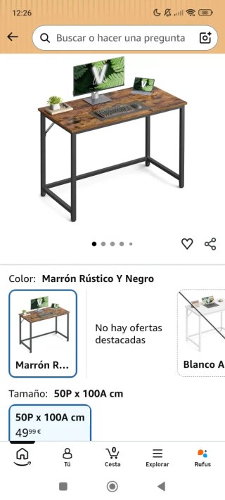 Escritorio Vasagle Madera y Metal Negro