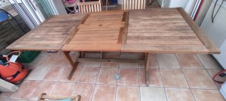 Conjunto mesa y 6 sillas jardín madera