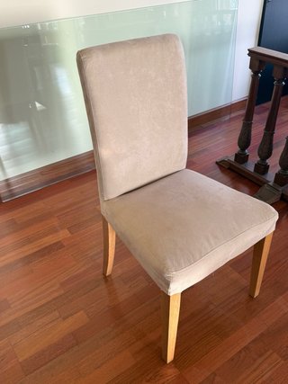Silla comedor beige tela madera - disponibles 8uds
