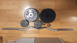 Kit barra Z y pesas, como nuevo.