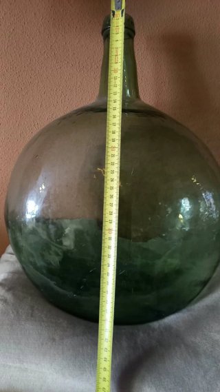 4 Damajuanas de cristal verde oscuro