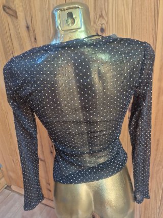 Zara Top Transparente Bolinhas Preto S