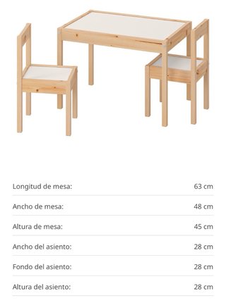 Mesa y 2 Sillas Infantiles Ikea Madera Blanca