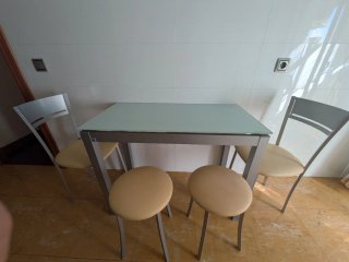 Mesa de cocina extensible cristal y metal