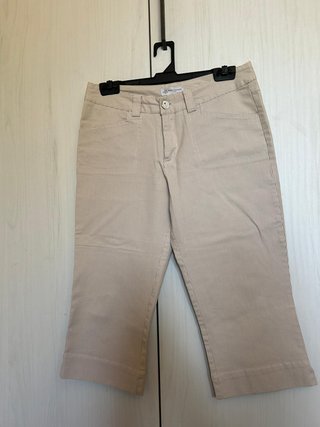 Pantalones Capri Beige Rayas