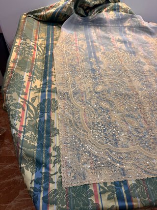 Tela fallera verde oliva y azul 6m