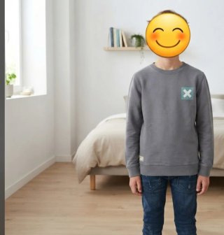 Sudadera Blue Banana gris con X verde