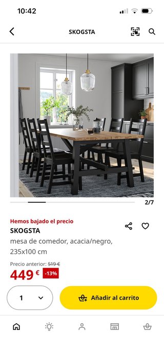 Mesa Comedor IKEA SKOGSTA Madera y Metal