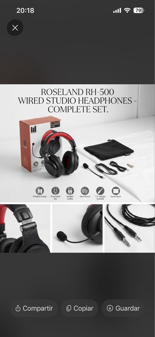 Auriculares Roseland RH-500 Estudio Negro/Rojo