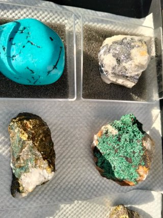 Minerales colecciones pirita, galena, malaquita