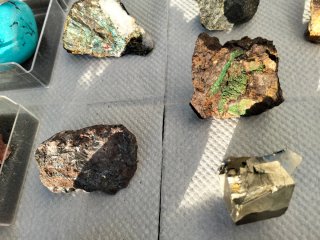Minerales colecciones pirita, galena, malaquita