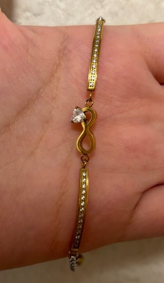 Pulsera Infinito Corazón Circonitas Dorada