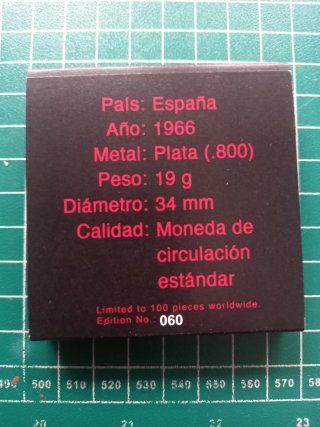 Moneda 100 PTAS Plata Coloreada 1966