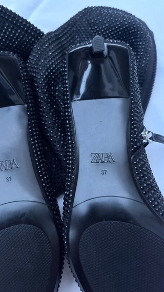 Botines Zara Brillantes Negros Talla 38