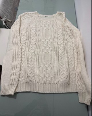Jersey de lana trenzado blanco