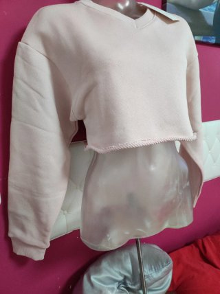 Sudadera Zara rosa corta, oversight