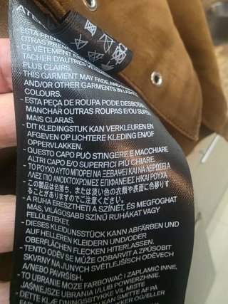 Chaqueta y falda de ante marrón, tallas L y M