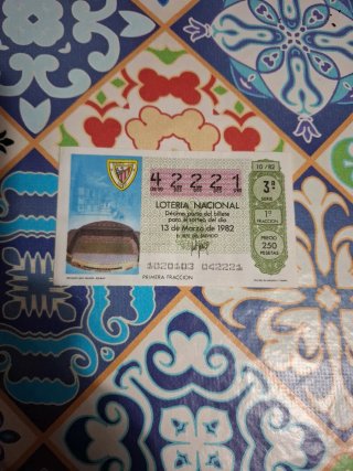 Billete Lotería Nacional 1982 San Mamés