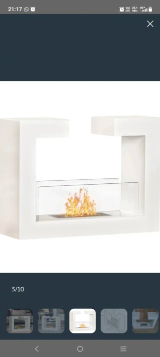 Chimenea de bioetanol moderna blanca
