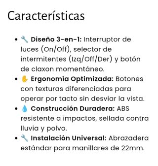 Botonera manillar intermitencia, luces y claxon