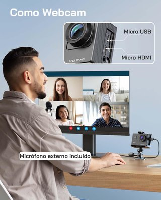 Cámara Deportiva GA100 4K 30FPS 20MP Antivibra.