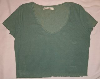 Top verde de manga corta talla M de Pull&Bear