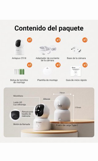 Anlapus Cámara WiFi 2.5K Interior 360° 5GHz