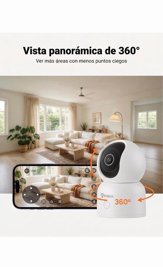 Anlapus Cámara WiFi 2.5K Interior 360° 5GHz