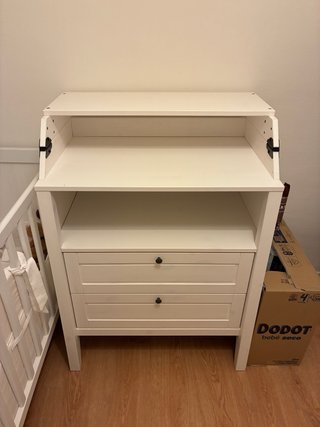 Cómoda cambiador bebé madera blanca 78x79x99cm