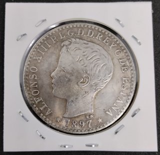 🇪🇦 FILIPINAS 1897 ALFONSO XIII 1 PESO (5 P._TAS)