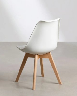 Pack 4 Sillas Sklum Blanca Patas Madera