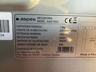 Secadora de evacuación Aspes