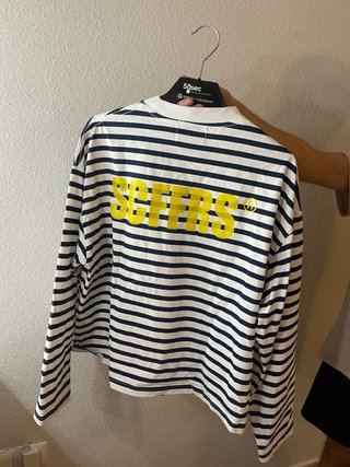 Sudadera rayas blanca y azul marino