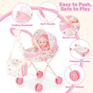 Carrito de muñecas con bebé y accesorios