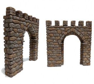 Muralla de piedra con arco, para el belén.