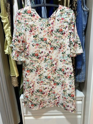 Vestido floral blanco multicolor