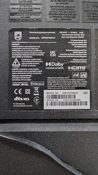 TV Philips 50” 4K Ultra HD 50PUS7406/12