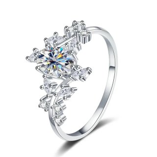 Anillo floral moissanita oval plata S925