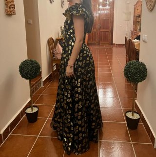 Vestido largo negro y dorado vestido varias tallas