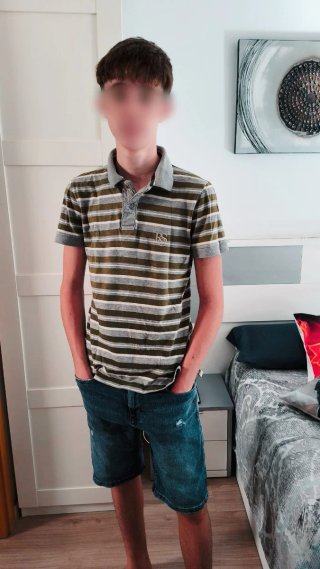 Polo Zara Rayas Verde y Gris
